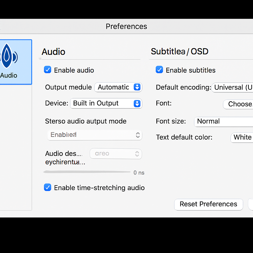 VLC audio and subtitle settings